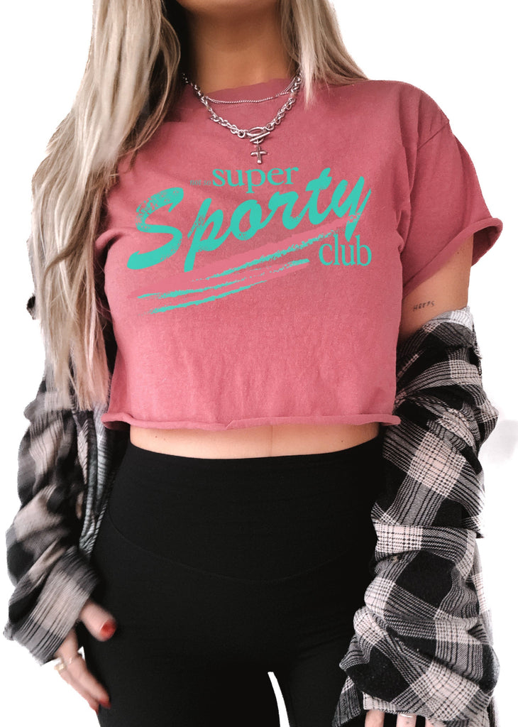 pebby forevee Side Slit Tee CROPPED NOT SO SUPER SPORTY CLUB GRAPHIC TEE