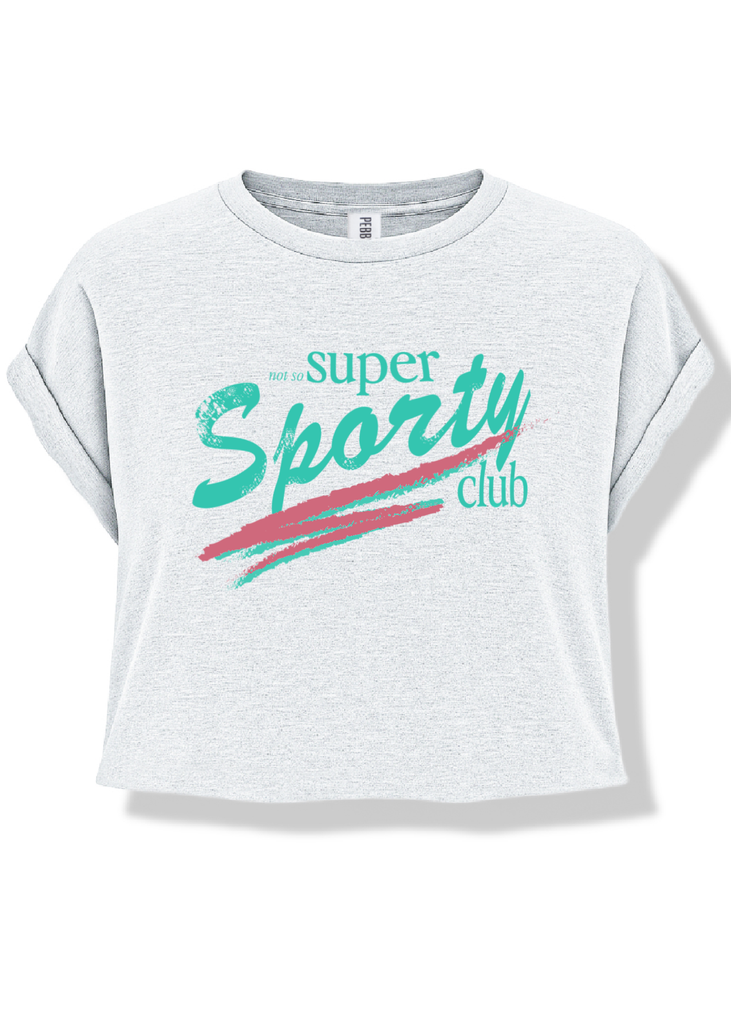 pebby forevee Side Slit Tee CROPPED NOT SO SUPER SPORTY CLUB GRAPHIC TEE