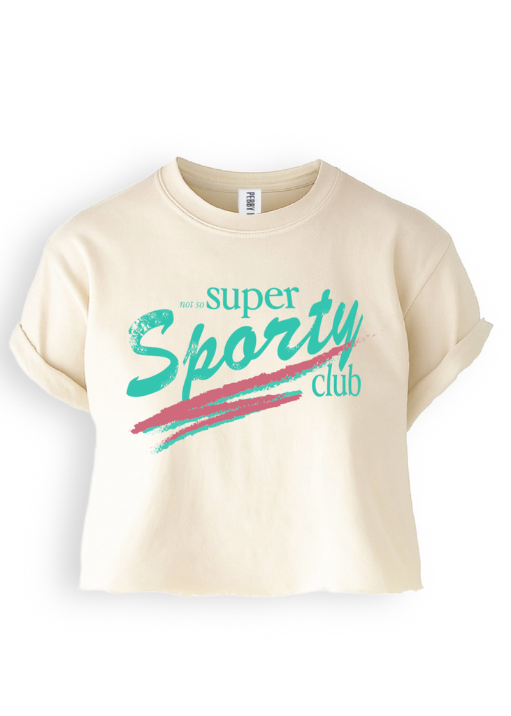 pebby forevee Side Slit Tee CROPPED NOT SO SUPER SPORTY CLUB GRAPHIC TEE