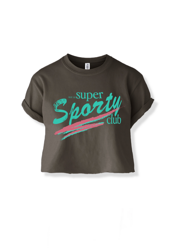 pebby forevee Side Slit Tee CROPPED NOT SO SUPER SPORTY CLUB GRAPHIC TEE