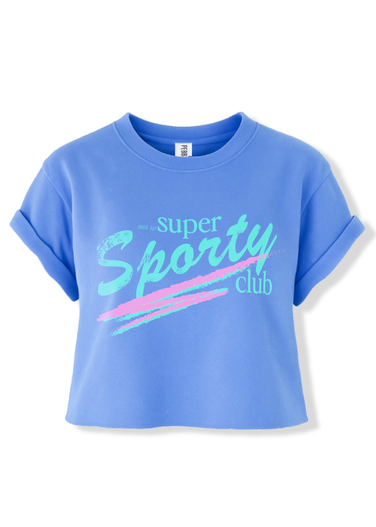 pebby forevee Side Slit Tee CROPPED NOT SO SUPER SPORTY CLUB GRAPHIC TEE