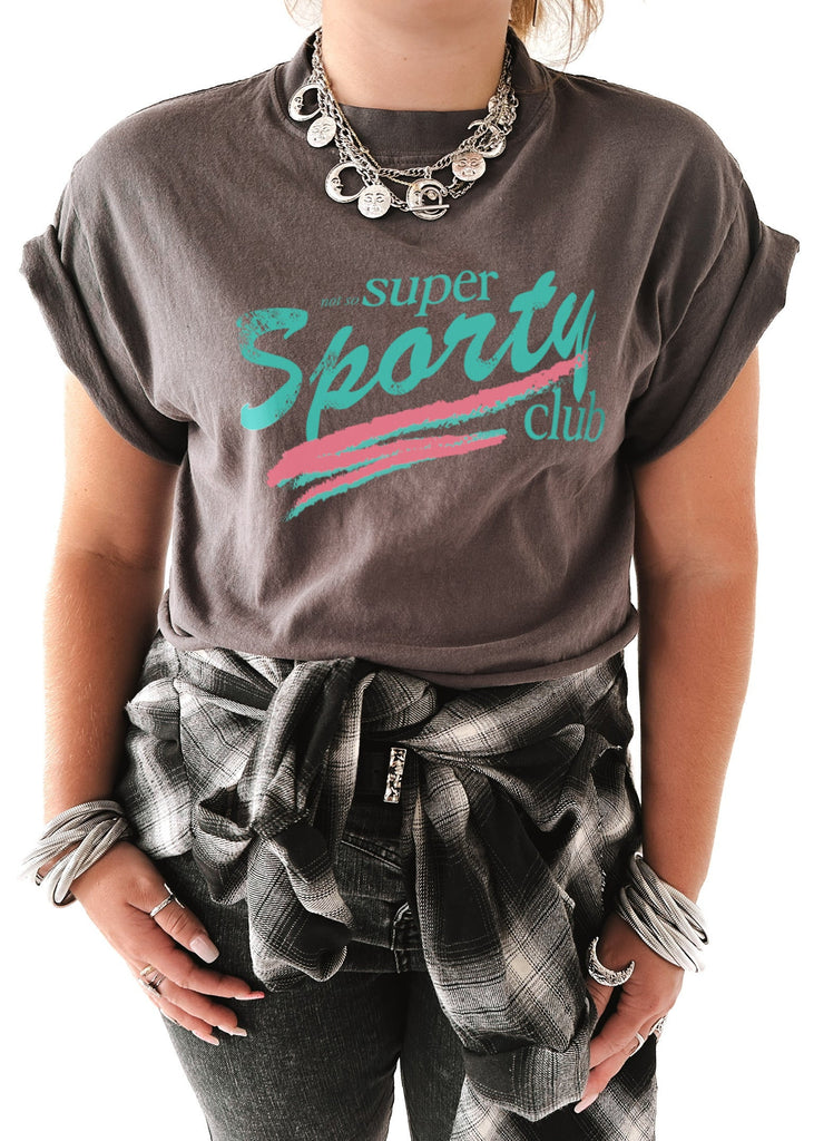 pebby forevee Side Slit Tee CROPPED NOT SO SUPER SPORTY CLUB GRAPHIC TEE