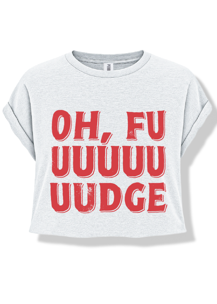 pebby forevee Side Slit Tee CROPPED OH FUDGE GRAPHIC TEE