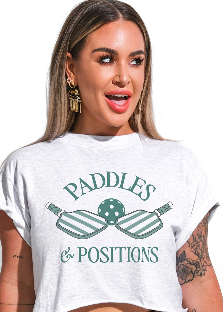 pebby forevee Side Slit Tee CROPPED PADDLES & POSITIONS GRAPHIC TEE