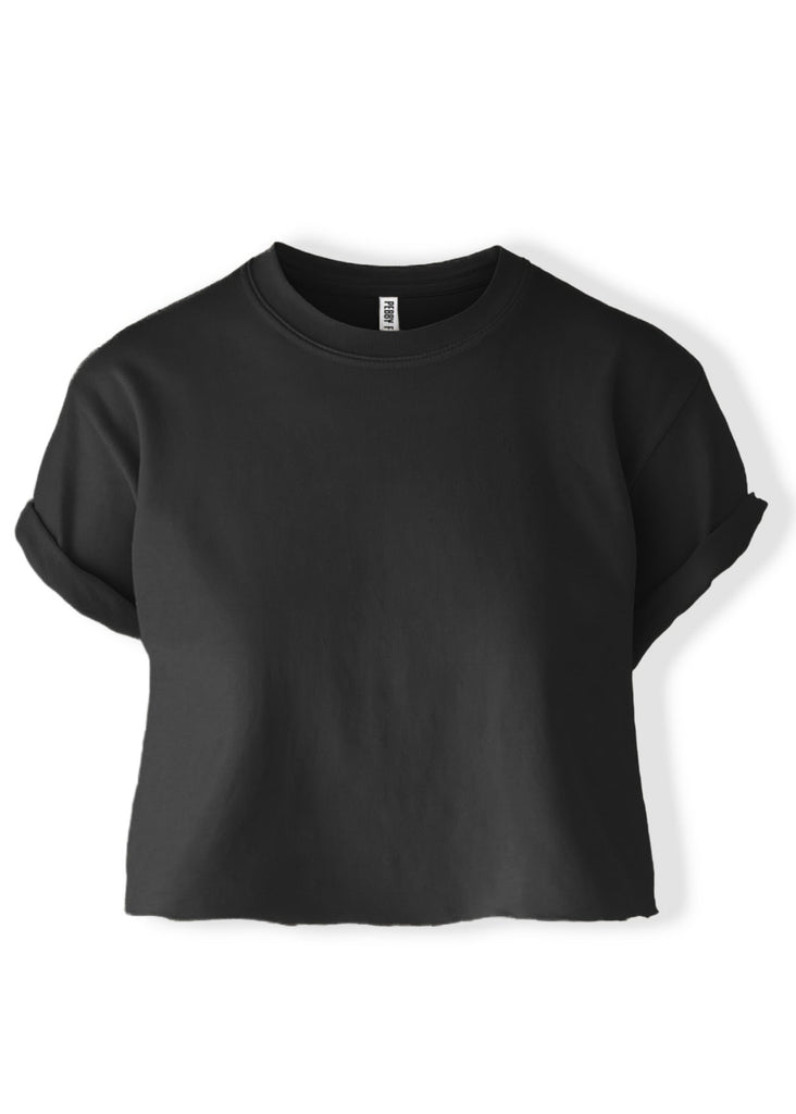 pebby forevee Side Slit Tee CROPPED PEBBY BASICS BLACK TEE