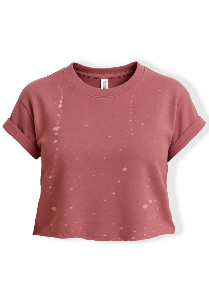 pebby forevee Side Slit Tee CROPPED PEBBY BASICS BLEACHED OUT BRICK TEE