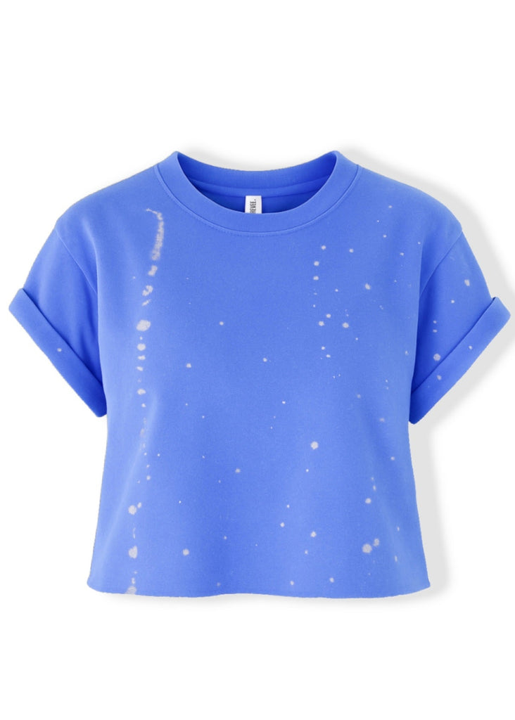 pebby forevee Side Slit Tee CROPPED PEBBY BASICS BLEACHED OUT COBALT TEE