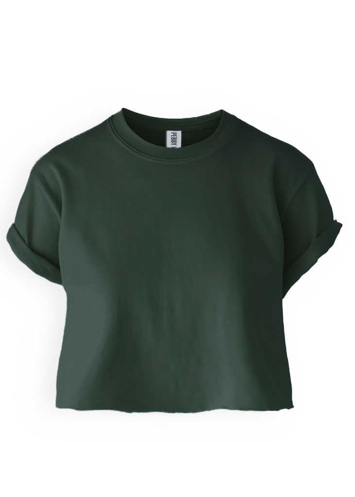 pebby forevee Side Slit Tee CROPPED PEBBY BASICS EMERALD GREEN TEE