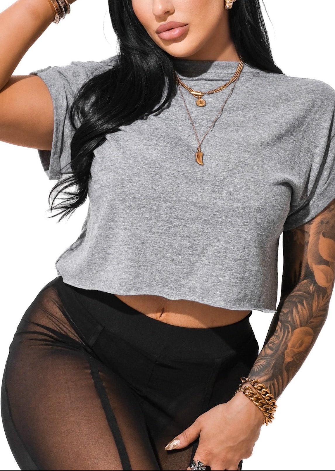 FINAL SALE: CROPPED PEBBY BASICS HEATHER GRAY TEE – Pebby Forevee
