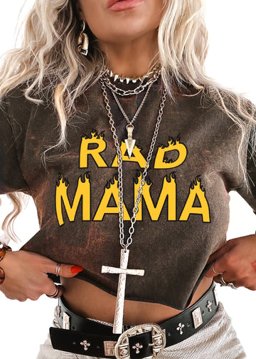 pebby forevee Side Slit Tee CROPPED RAD MAMA DESTRUCTED GRAPHIC TEE