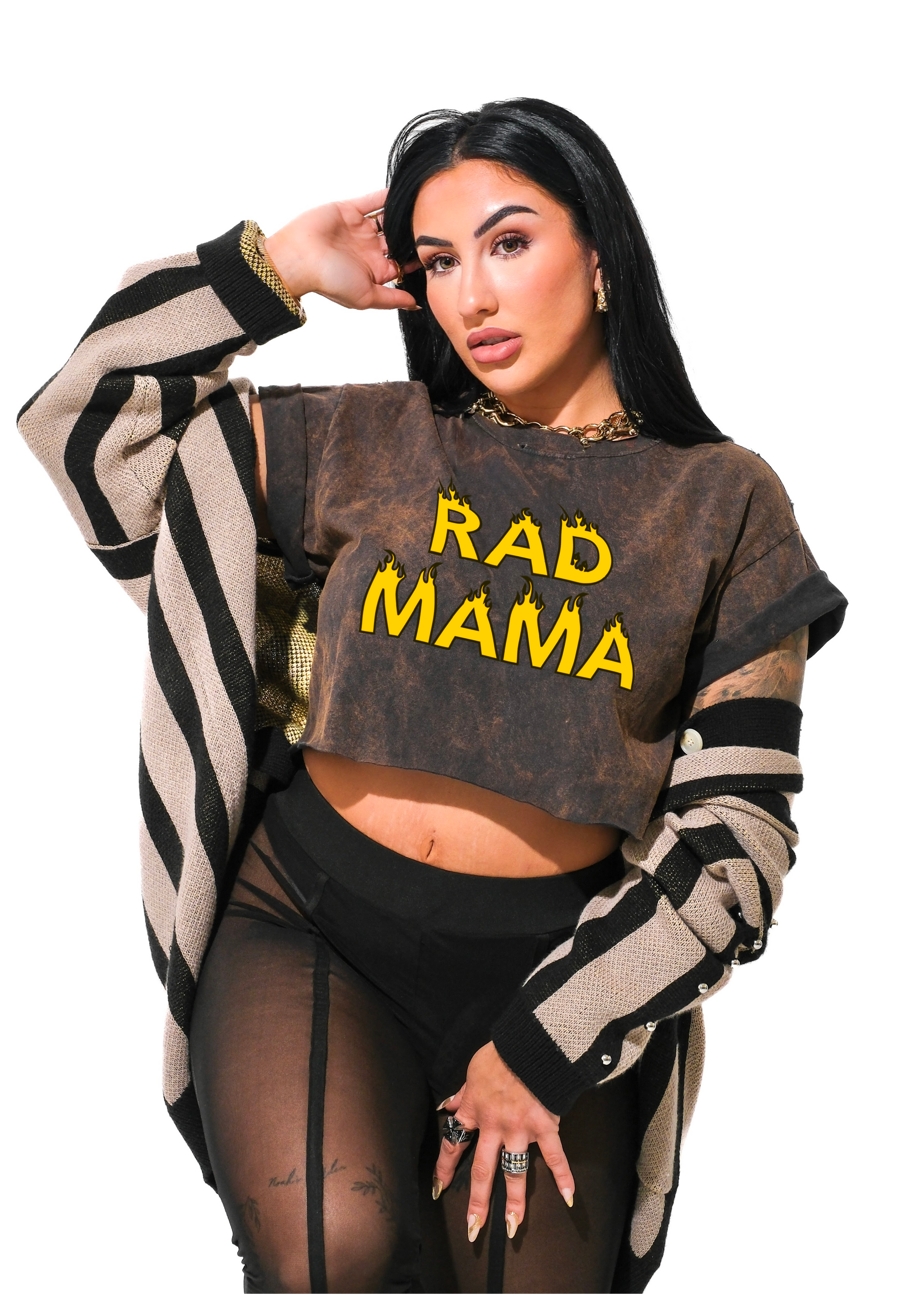 CROPPED RAD MAMA DESTRUCTED GRAPHIC TEE – Pebby Forevee