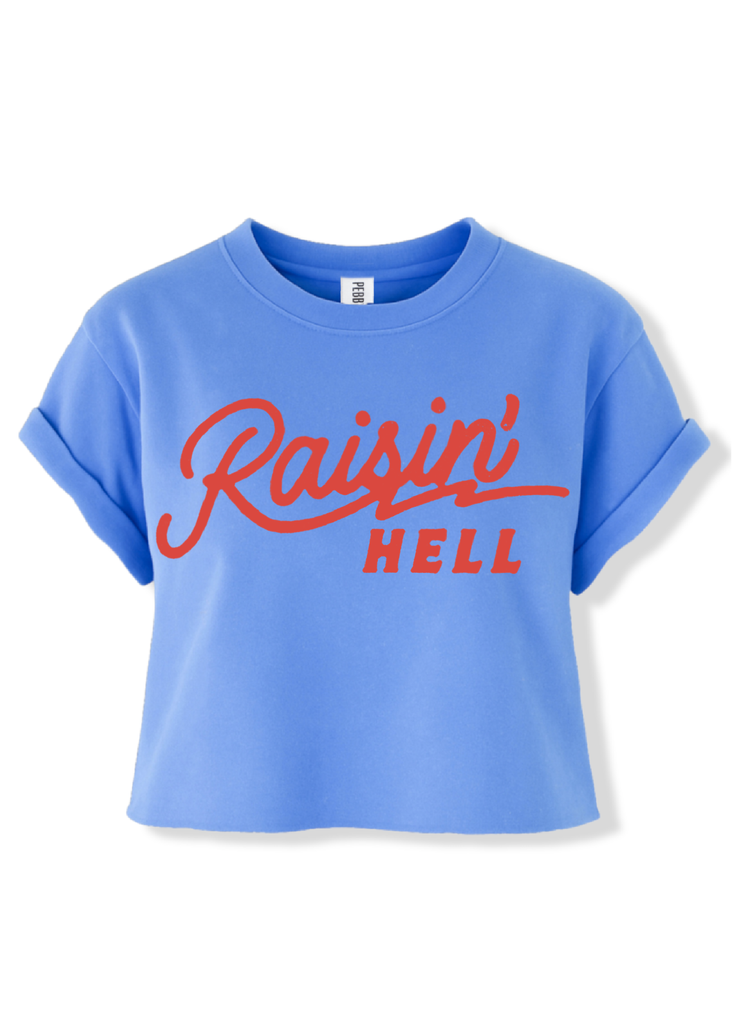 pebby forevee Side Slit Tee CROPPED RAISIN' HELL VINTAGE GRAPHIC TEE