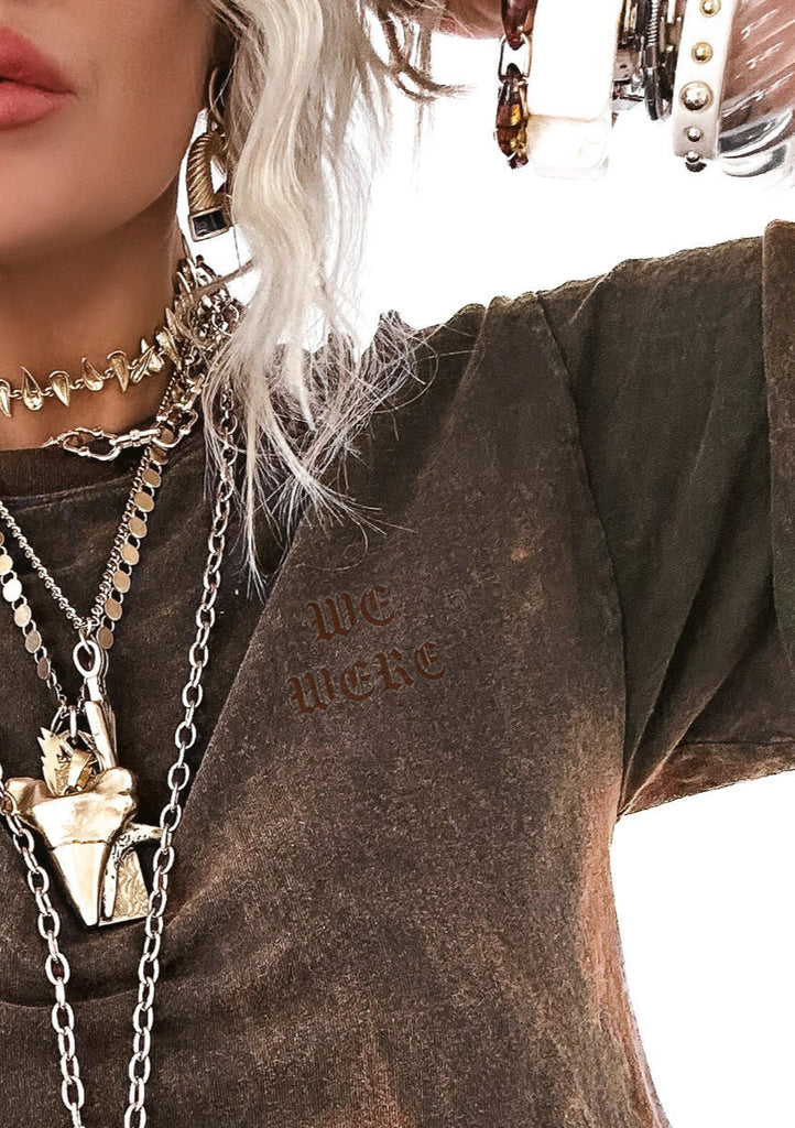 pebby forevee Side Slit Tee CROPPED REMEMBER WHEN DESTRUCTED GRAPHIC TEE