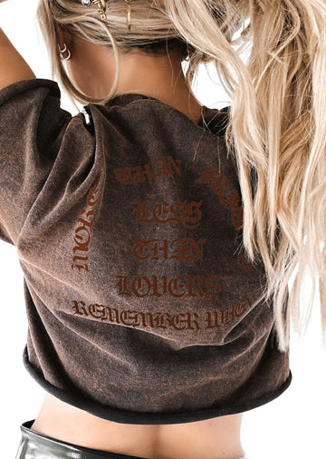 pebby forevee Side Slit Tee CROPPED REMEMBER WHEN DESTRUCTED GRAPHIC TEE