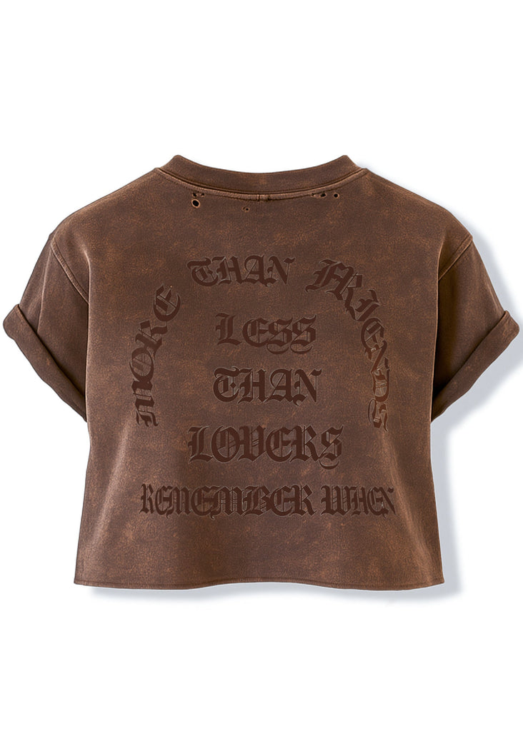 pebby forevee Side Slit Tee CROPPED REMEMBER WHEN DESTRUCTED GRAPHIC TEE