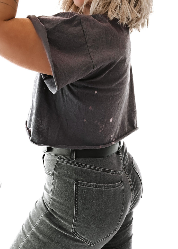 pebby forevee Side Slit Tee CROPPED SEASONAL DEPRESSION DEPARTMENT BLEACHED OUT GRAPHIC TEE