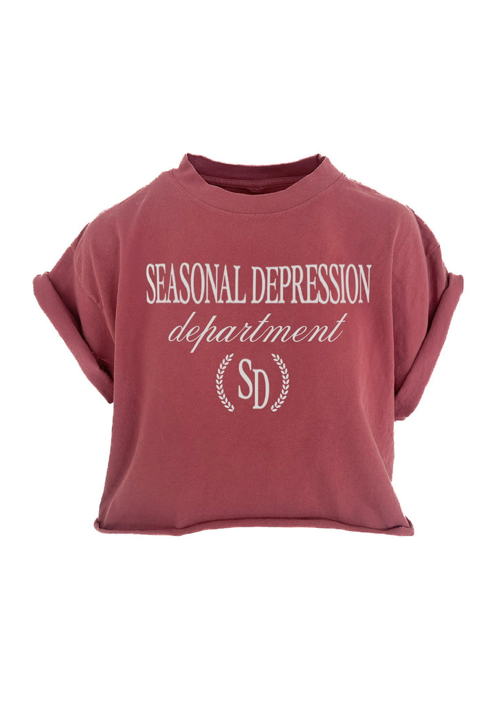 pebby forevee Side Slit Tee CROPPED SEASONAL DEPRESSION DEPARTMENT GRAPHIC TEE