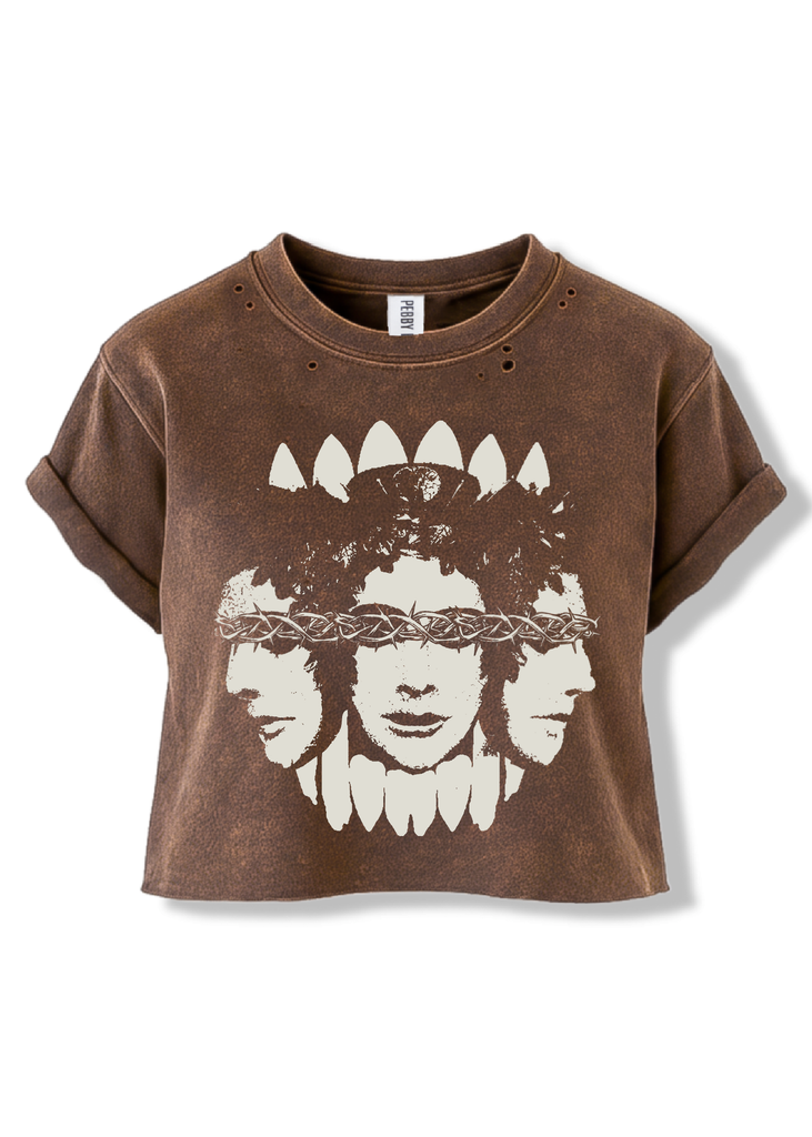 pebby forevee Side Slit Tee CROPPED SEEING RED DESTRUCTED GRAPHIC TEE