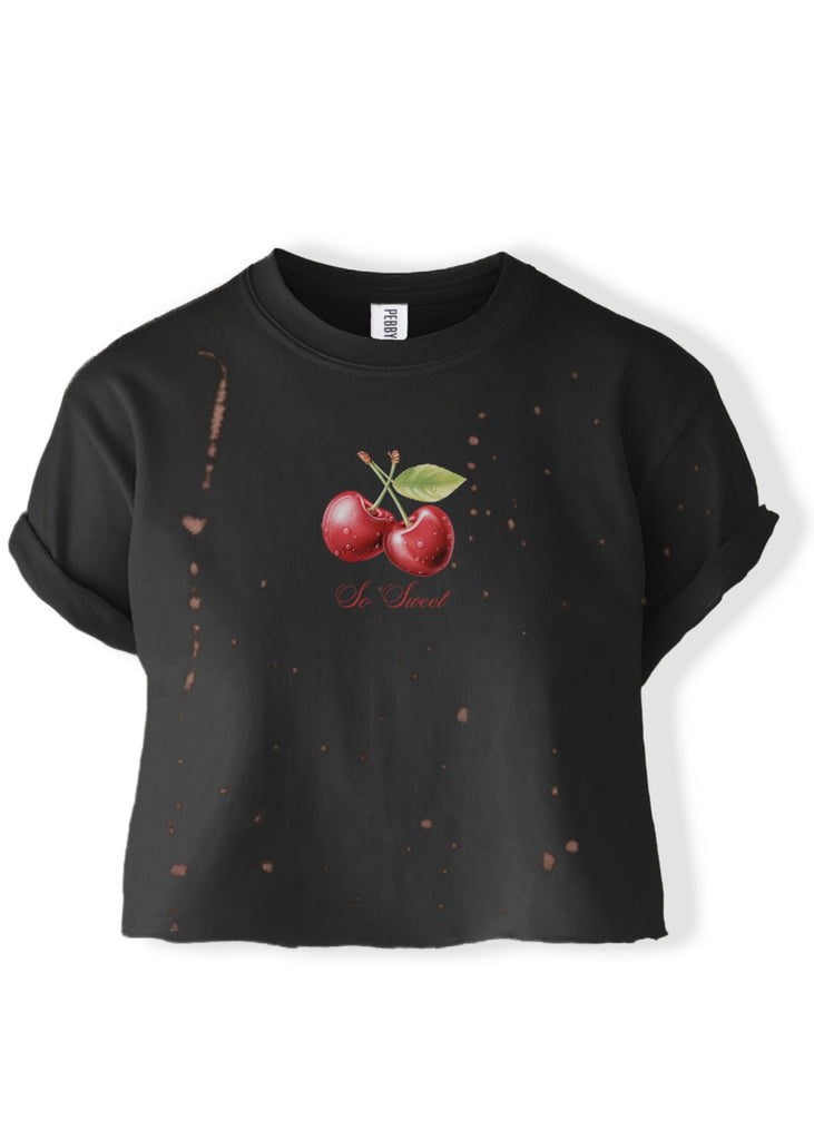 pebby forevee Side Slit Tee CROPPED SO SWEET BLEACHED OUT GRAPHIC TEE