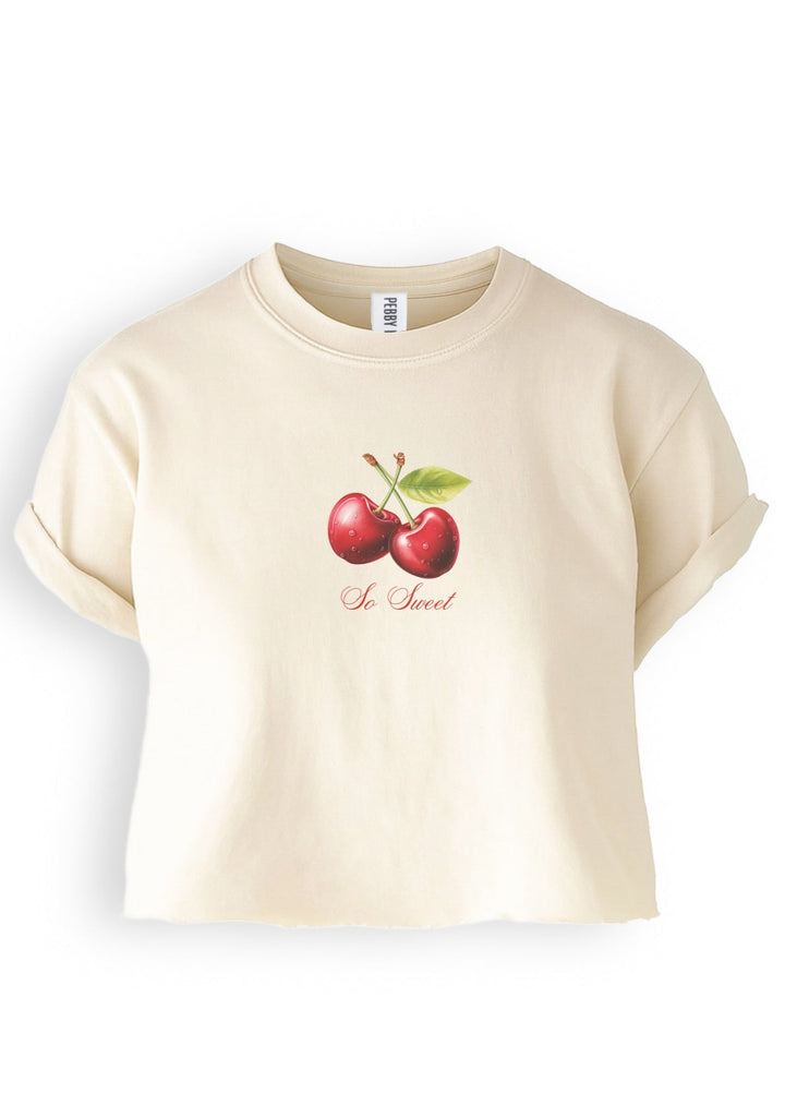 pebby forevee Side Slit Tee CROPPED SO SWEET GRAPHIC TEE