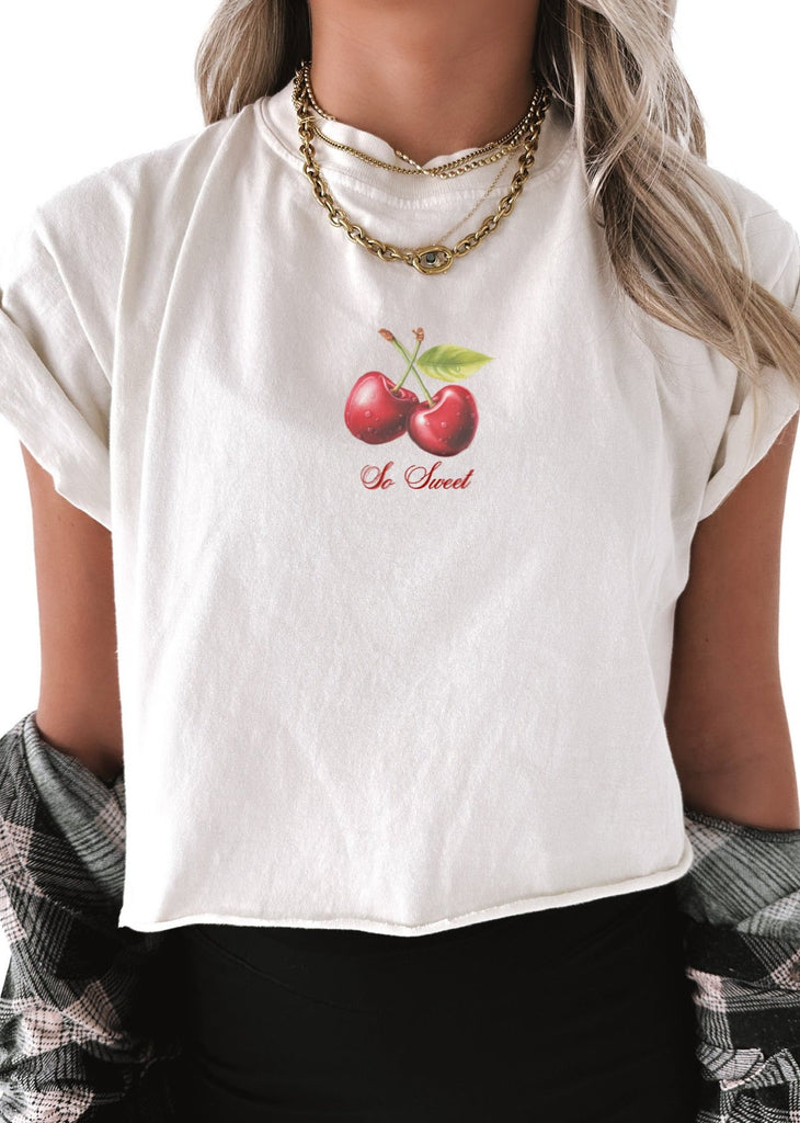 pebby forevee Side Slit Tee CROPPED SO SWEET GRAPHIC TEE