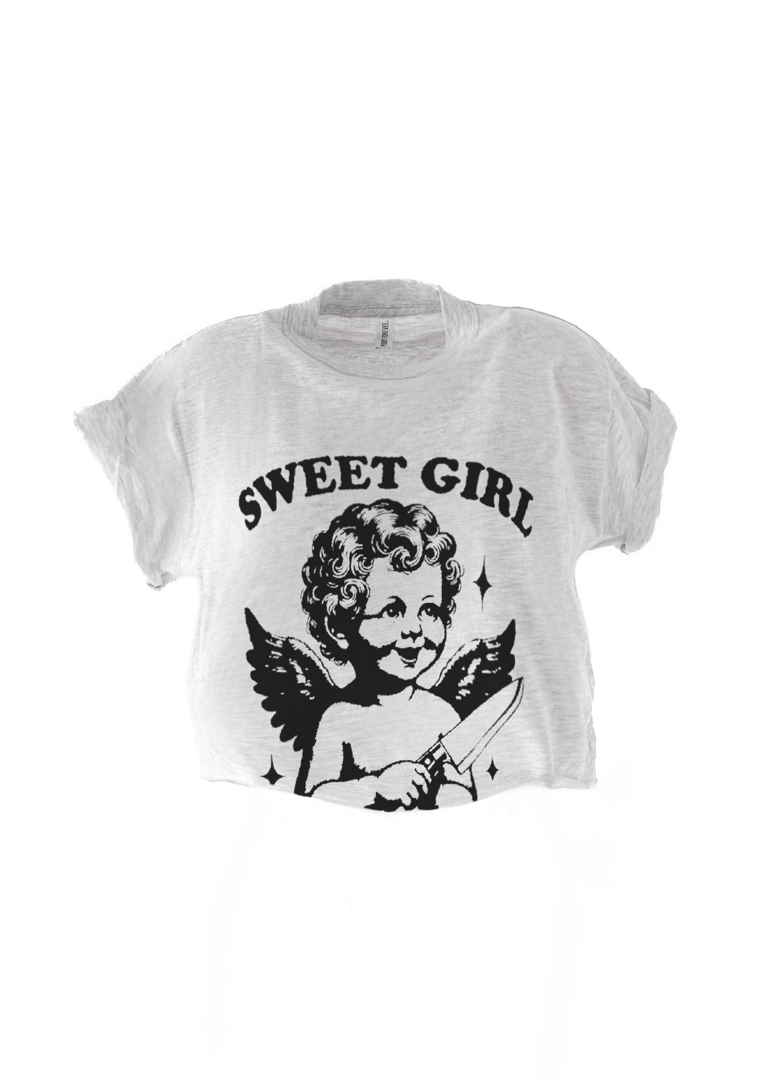 CROPPED SWEET GIRL WITH ANGER ISSUES GRAPHIC TEE – Pebby Forevee