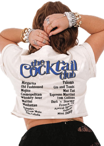 pebby forevee Side Slit Tee CROPPED THE COCKTAIL CLUB BLEACHED OUT GRAPHIC TEE