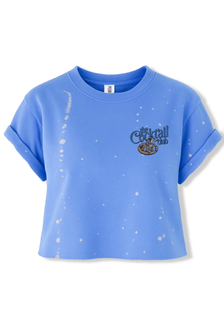 pebby forevee Side Slit Tee CROPPED THE COCKTAIL CLUB BLEACHED OUT GRAPHIC TEE