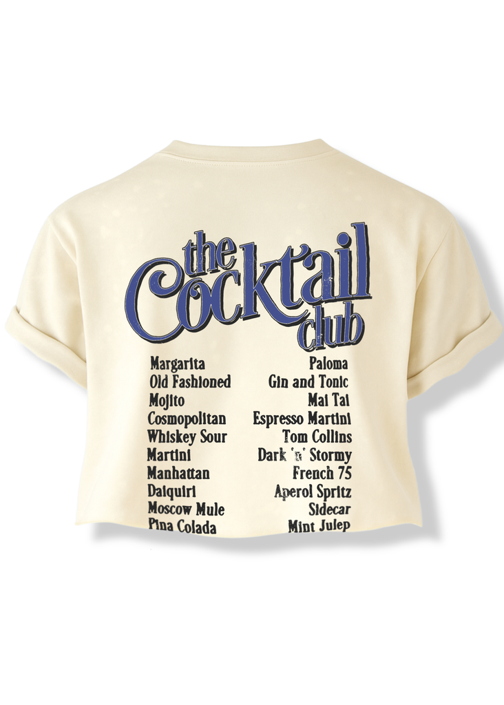 pebby forevee Side Slit Tee CROPPED THE COCKTAIL CLUB BLEACHED OUT GRAPHIC TEE