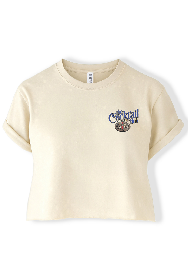 pebby forevee Side Slit Tee CROPPED THE COCKTAIL CLUB BLEACHED OUT GRAPHIC TEE