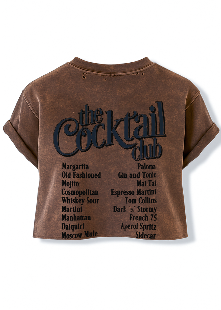 pebby forevee Side Slit Tee CROPPED THE COCKTAIL CLUB DESTRUCTED GRAPHIC TEE