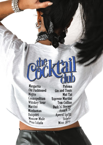 pebby forevee Side Slit Tee CROPPED THE COCKTAIL CLUB GRAPHIC TEE