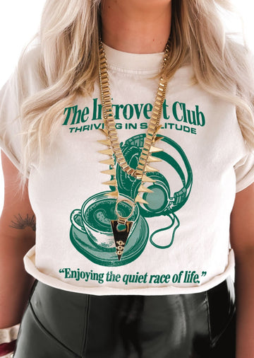 pebby forevee Side Slit Tee CROPPED THE INTROVERT CLUB GRAPHIC TEE