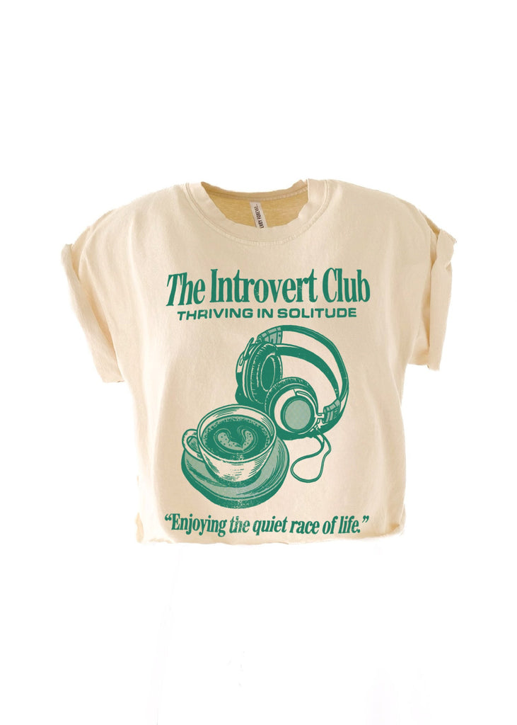 pebby forevee Side Slit Tee CROPPED THE INTROVERT CLUB GRAPHIC TEE