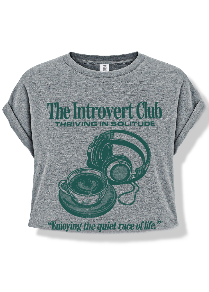 pebby forevee Side Slit Tee CROPPED THE INTROVERT CLUB GRAPHIC TEE