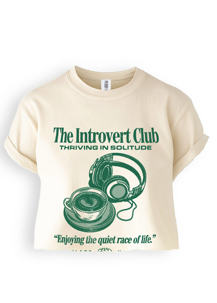 pebby forevee Side Slit Tee CROPPED THE INTROVERT CLUB GRAPHIC TEE