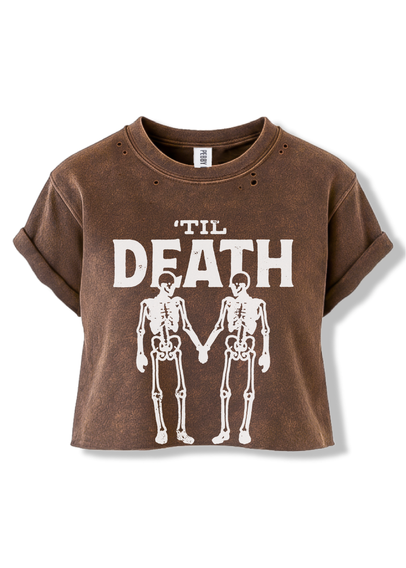 CROPPED 'TIL DEATH DESTRUCTED GRAPHIC TEE – Pebby Forevee