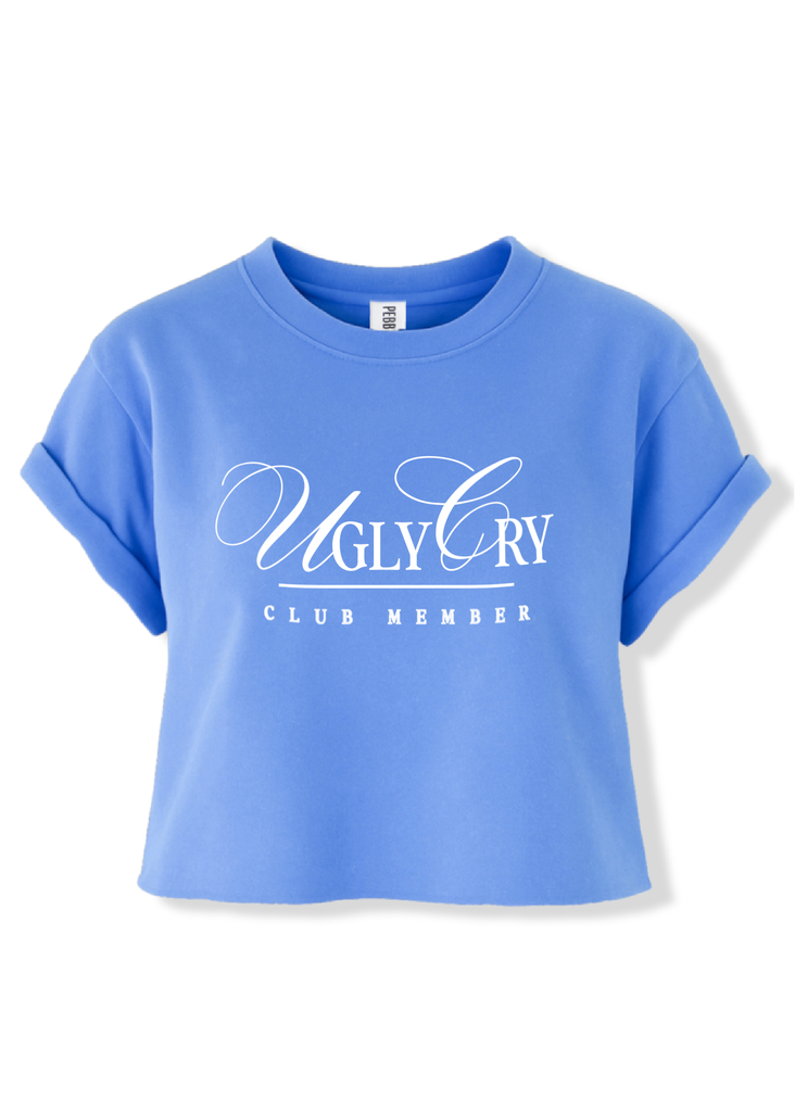 pebby forevee Side Slit Tee CROPPED UGLY CRY CLUB MEMBER GRAPHIC TEE