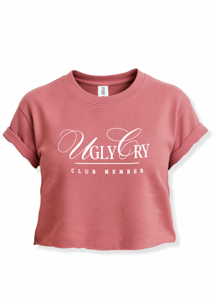 pebby forevee Side Slit Tee CROPPED UGLY CRY CLUB MEMBER GRAPHIC TEE