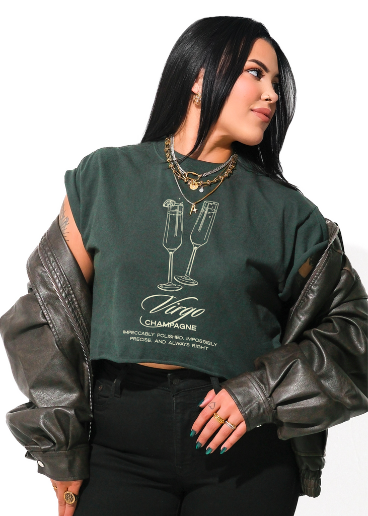 pebby forevee Side Slit Tee CROPPED VIRGO COCKTAIL GRPAHIC TEE