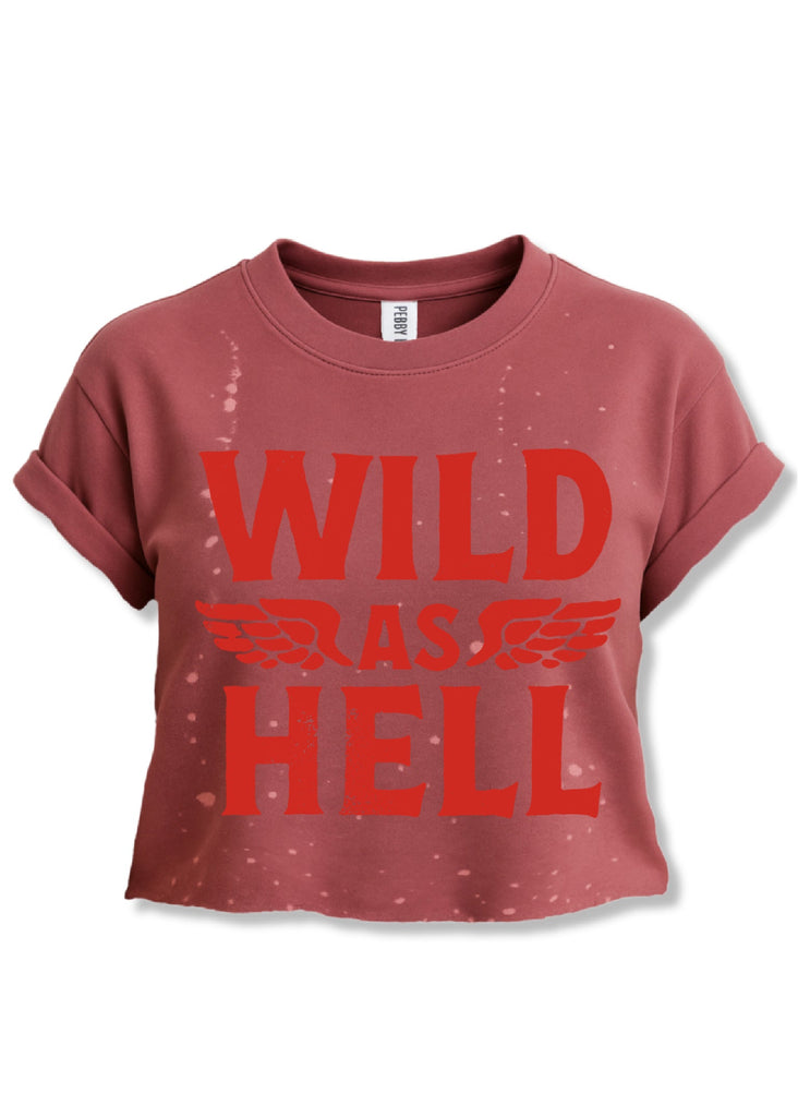 pebby forevee Side Slit Tee CROPPED WILD AS HELL BLEACHED OUT GRAPHIC TEE
