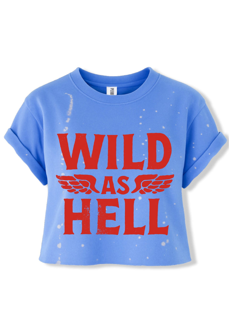 pebby forevee Side Slit Tee CROPPED WILD AS HELL BLEACHED OUT GRAPHIC TEE