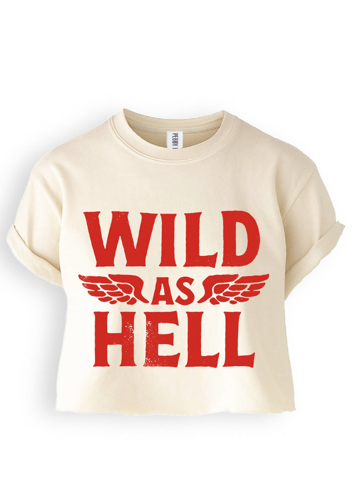 pebby forevee Side Slit Tee CROPPED WILD AS HELL GRAPHIC TEE