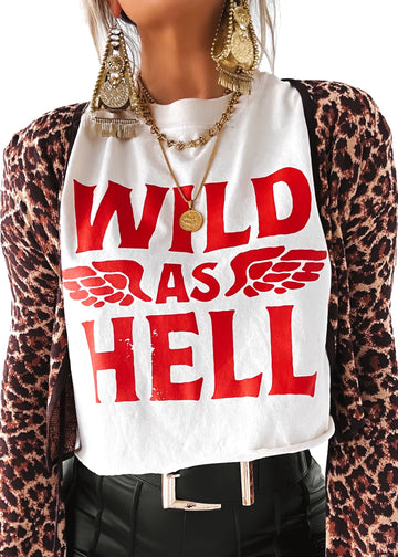 pebby forevee Side Slit Tee CROPPED WILD AS HELL GRAPHIC TEE