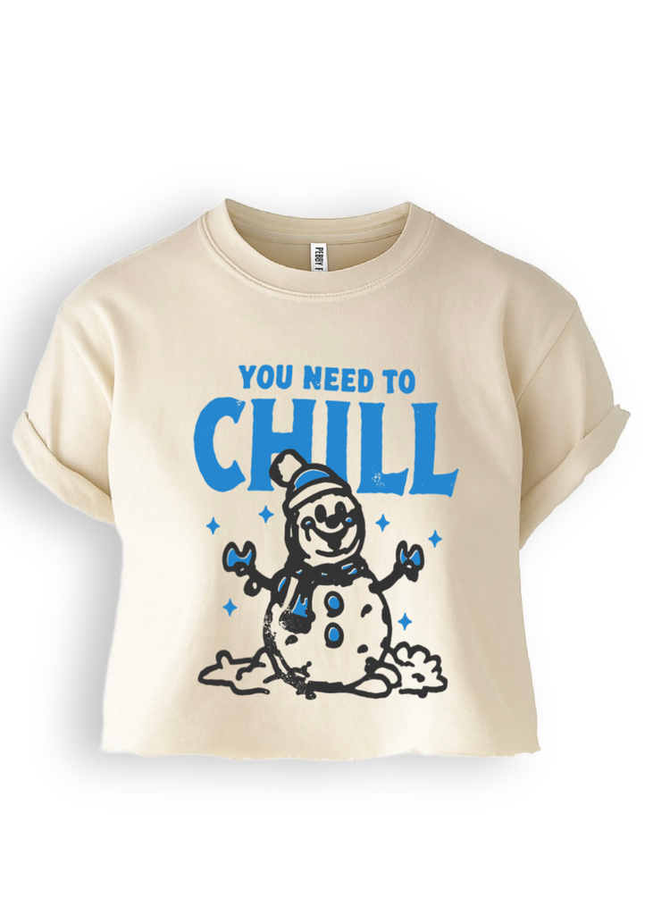 pebby forevee Side Slit Tee CROPPED YOU NEED TO CHILL GRAPHIC TEE