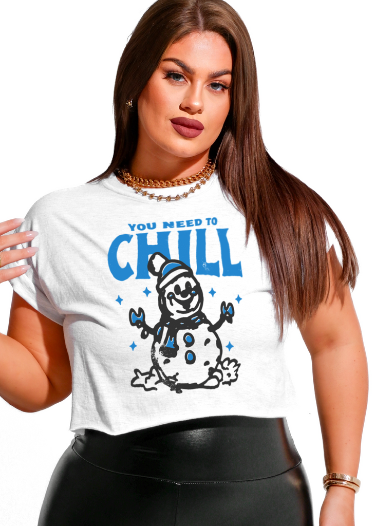 pebby forevee Side Slit Tee CROPPED YOU NEED TO CHILL GRAPHIC TEE