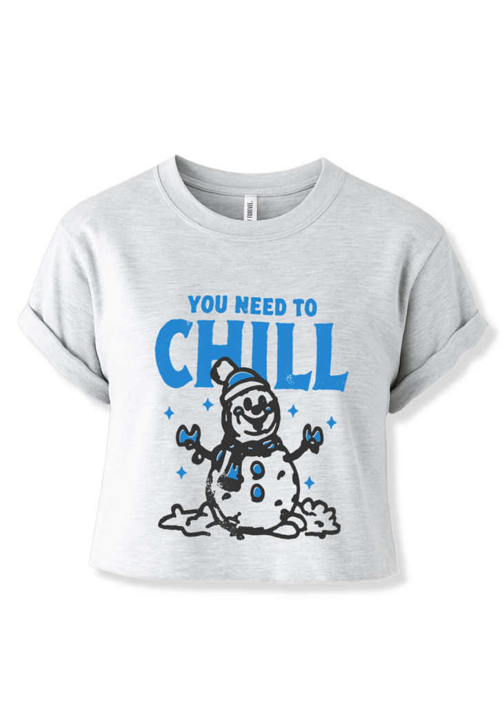 pebby forevee Side Slit Tee CROPPED YOU NEED TO CHILL GRAPHIC TEE