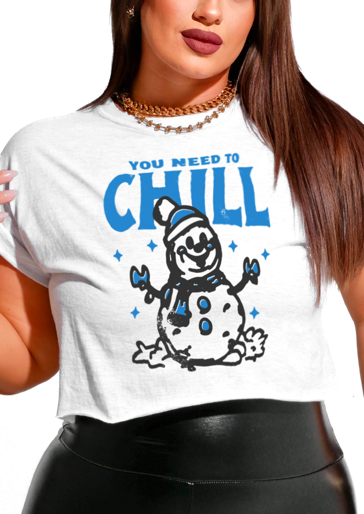 pebby forevee Side Slit Tee CROPPED YOU NEED TO CHILL GRAPHIC TEE