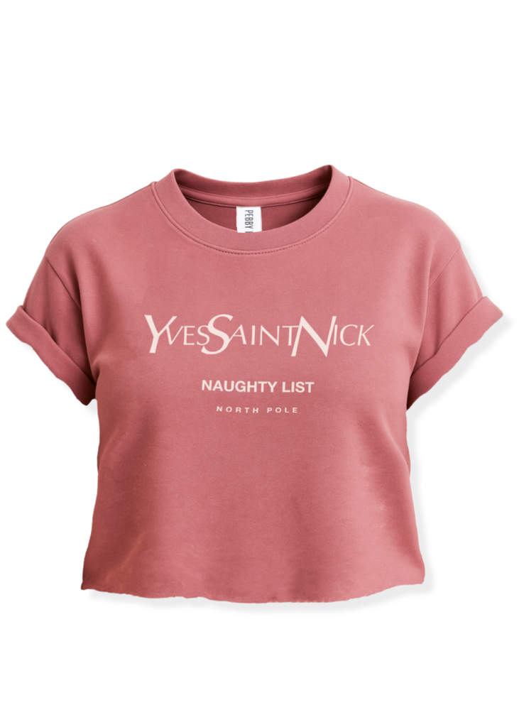 pebby forevee Side Slit Tee CROPPED YVES SAINT NICK GRAPHIC TEE