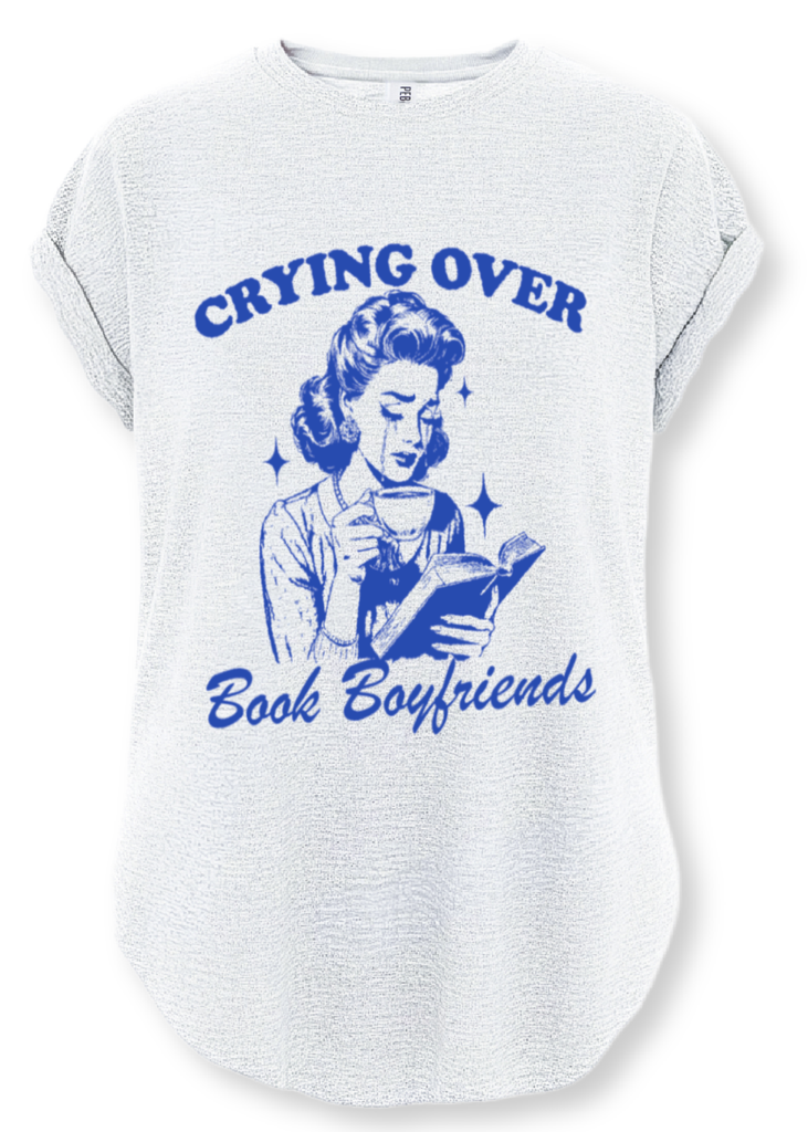 pebby forevee Side Slit Tee CRYING OVER BOOK BOYFRIENDS SIDE SLIT TEE